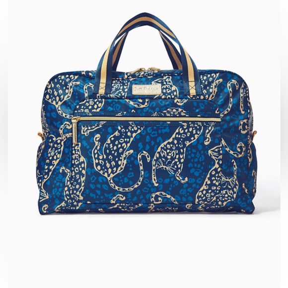 Lilly Pulitzer Beale Weekender Bag in Low Tide Navy Easy To Spot NWT - Picture 2 of 9